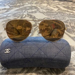 Chanel Gold frame aviator sunglasses